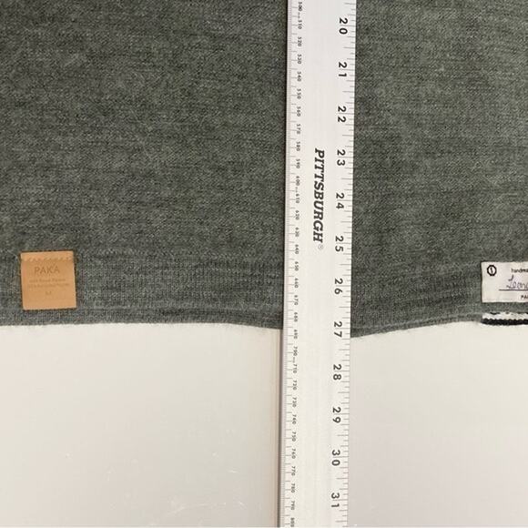 NWOT PAKA Sweater M Unisex”The Hoodie Alpaca Eucalyptus-Green”Aztec&Logo-Patches - Picture 10 of 11